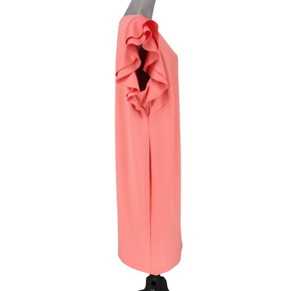 Tommy Hilfiger Dress Plus Size 22W Salmon Pink Stretch Knit Zip Flutter Sleeve - Picture 5 of 13